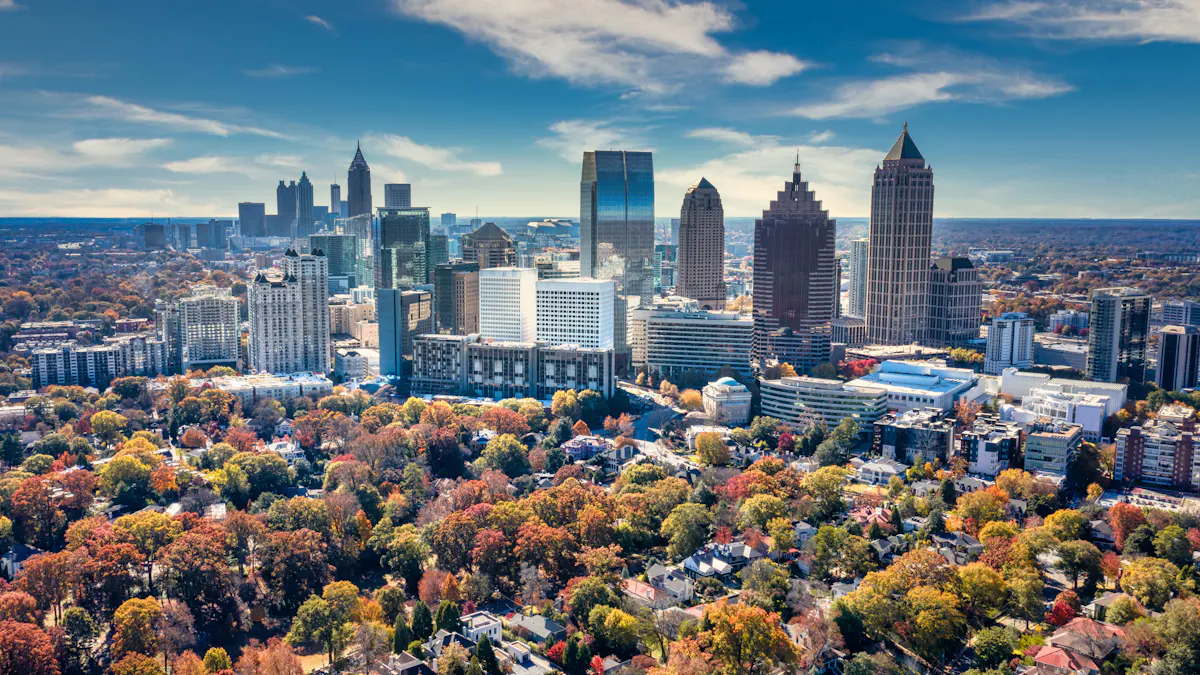 Atlanta ariel view downtown skyline