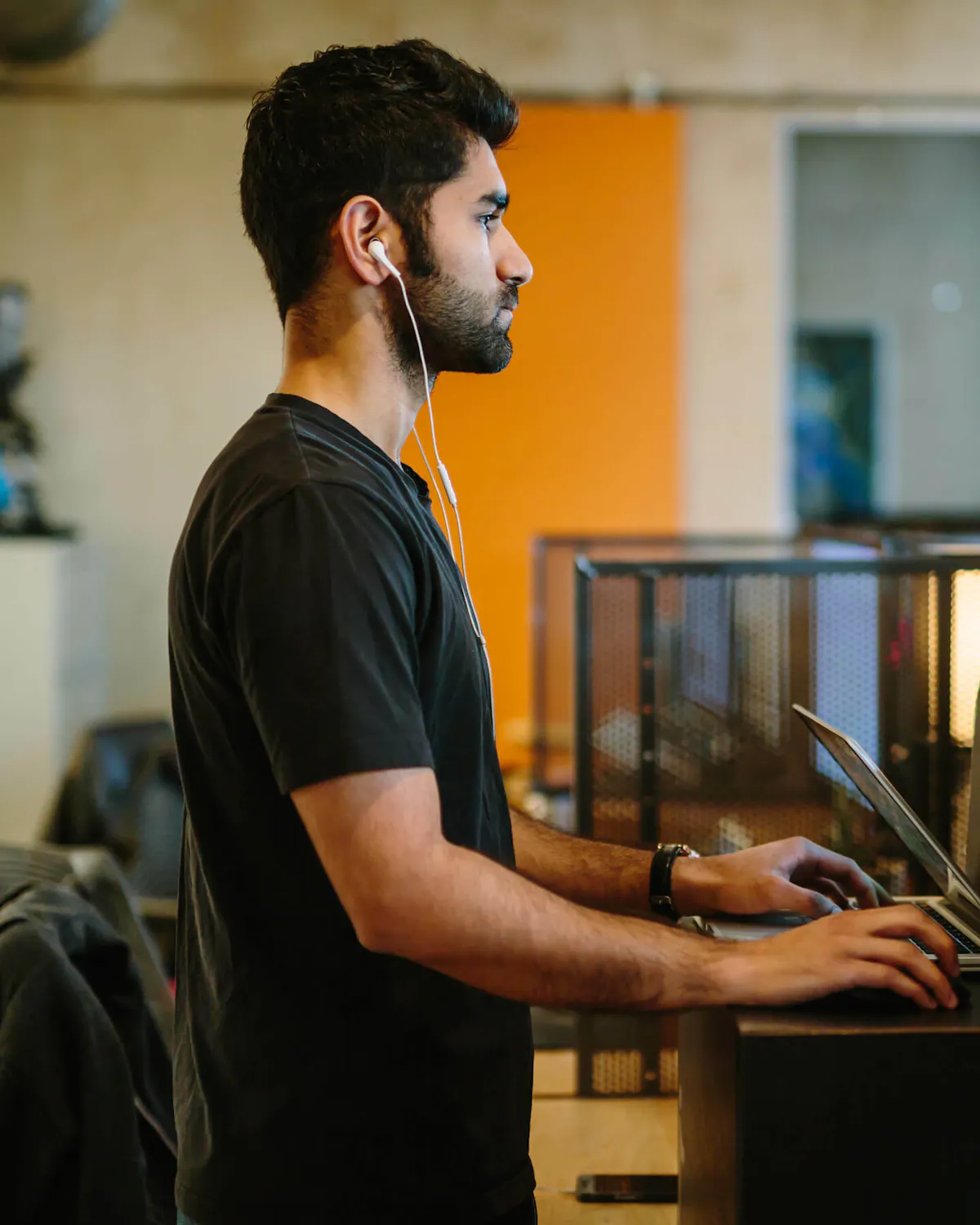 Man at standing desk