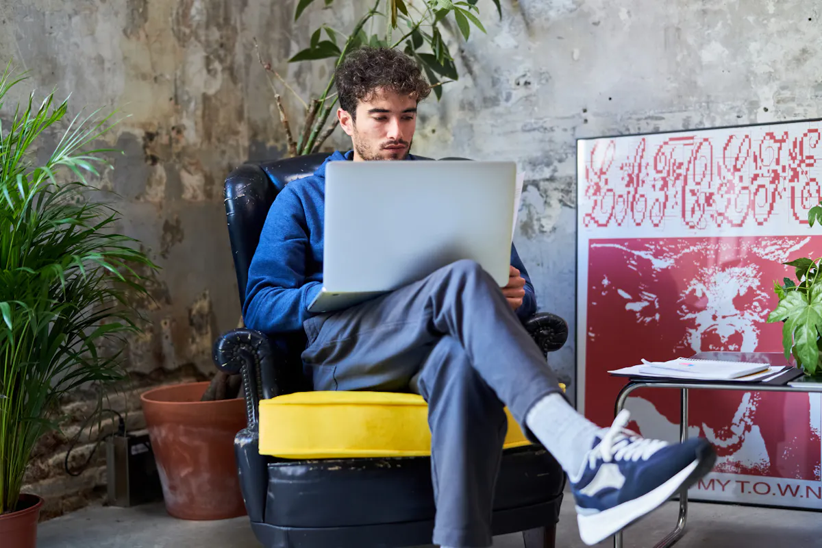 Man with computer working