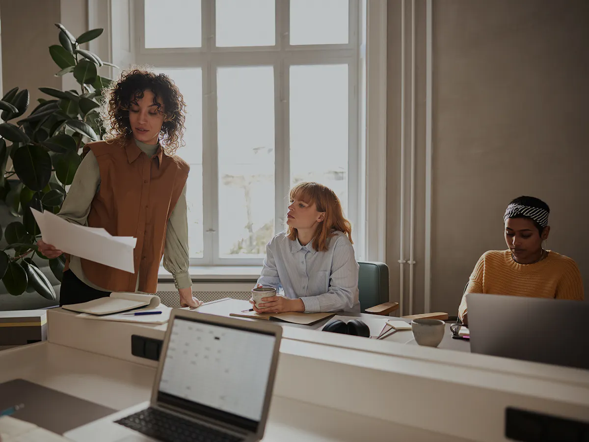 Three women in an office