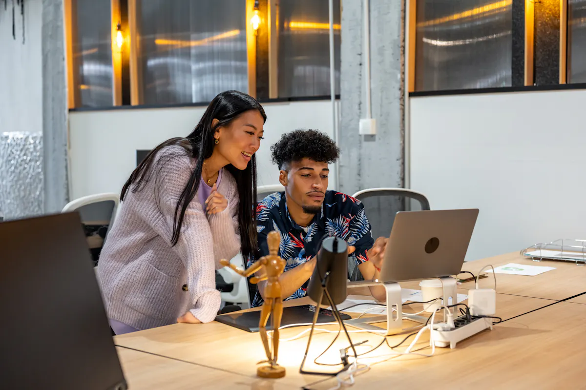 Two web developers working on a project